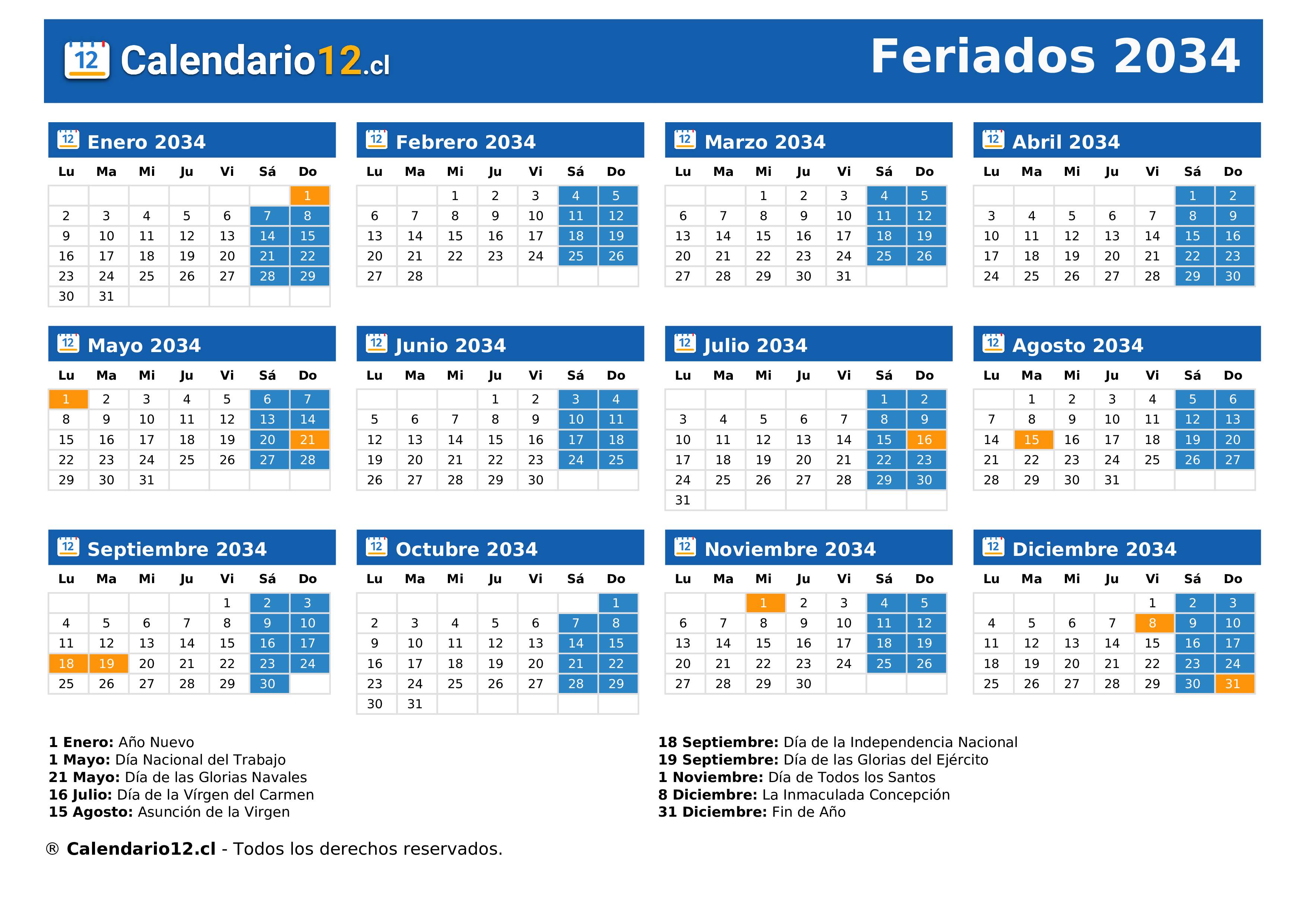 Festivos 2034