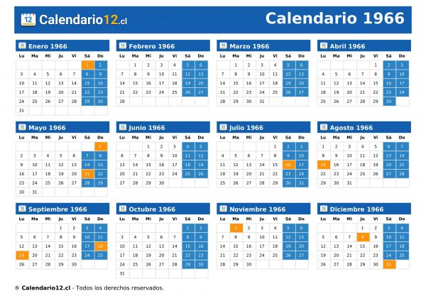 Calendario 1966