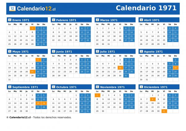 Calendario 1971