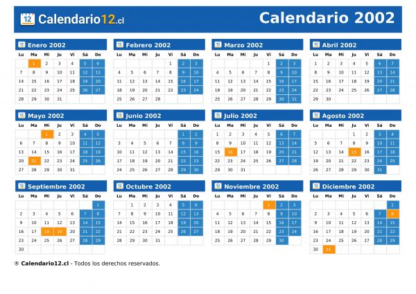 Calendario 2002