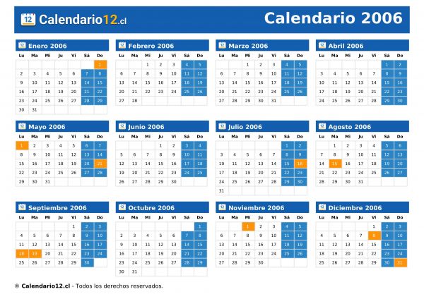 Calendario 2006