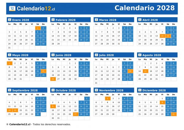 Calendario 2028