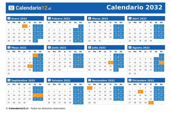 Calendario 2032